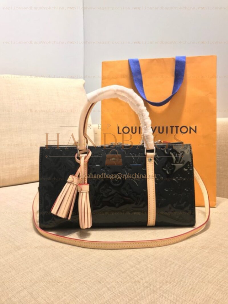 Replica Louis Vuitton Black Embossed Monogram Neo Triangle