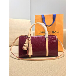 Replica Louis Vuitton Burgundy Patent Monogram Neo Triangle