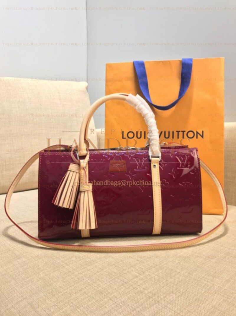 Replica Louis Vuitton Burgundy Patent Monogram Neo Triangle