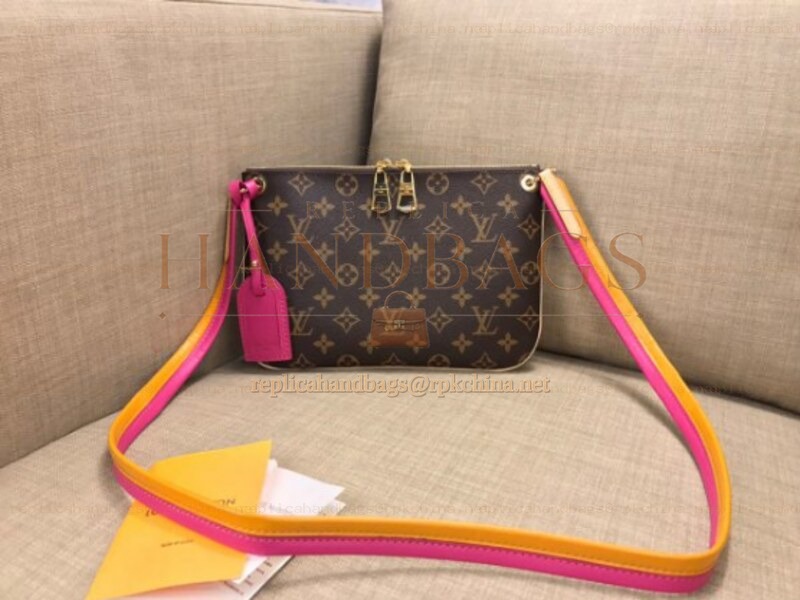 Replica Louis Vuitton Brown Monogram Multicolor Strap Lorette