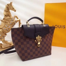 Replica Louis Vuitton Brown Damier Ebene Black Interior Clapton Backpack