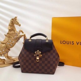 Replica Louis Vuitton Brown Damier Ebene Black Interior Clapton Backpack