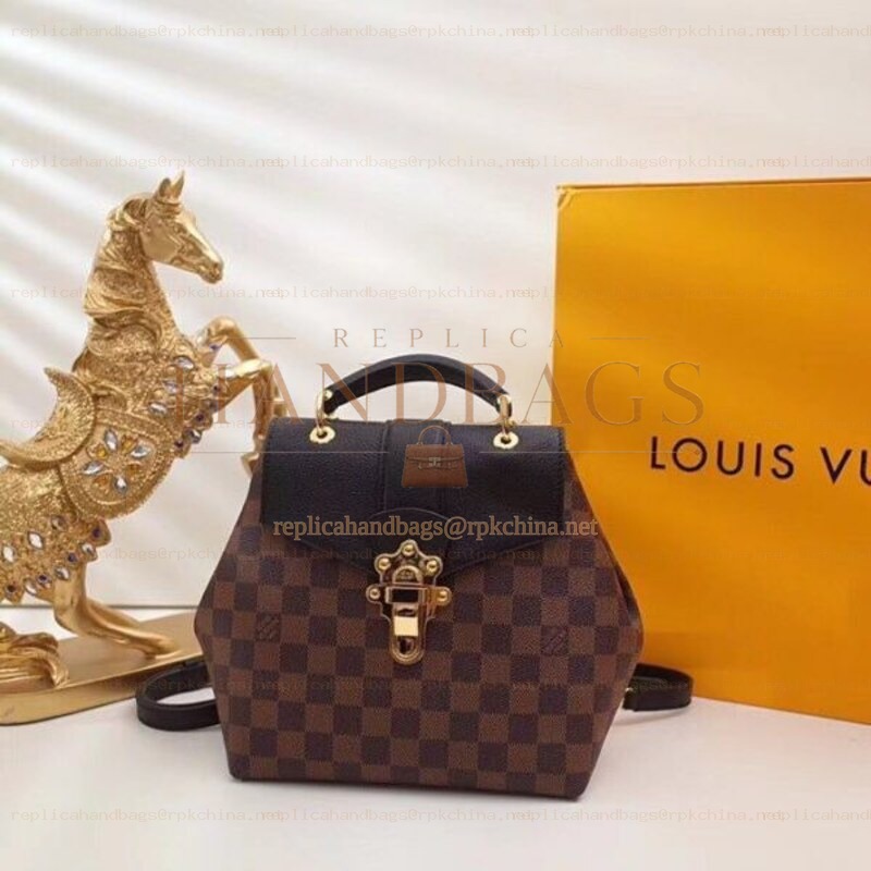 Replica Louis Vuitton Brown Damier Ebene Black Interior Clapton Backpack