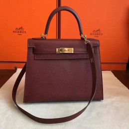Replica Hermes Burgundy Kelly 32 Gold Hardware Bag