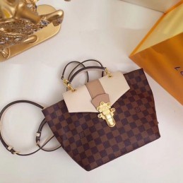 Replica Louis Vuitton Brown Damier Ebene Taupe Flap Clapton Backpack