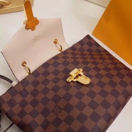 Replica Louis Vuitton Brown Damier Ebene Taupe Flap Clapton Backpack