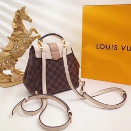 Replica Louis Vuitton Brown Damier Ebene Taupe Flap Clapton Backpack