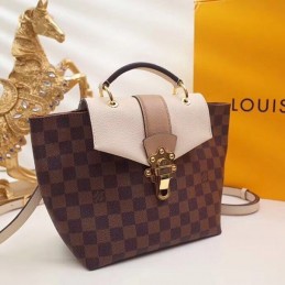 Replica Louis Vuitton Brown Damier Ebene Taupe Flap Clapton Backpack