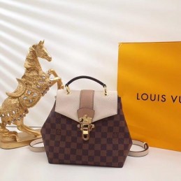 Replica Louis Vuitton Brown Damier Ebene Taupe Flap Clapton Backpack