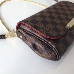 Replica Louis Vuitton Brown Damier Ebene Black Strap Favorite PM