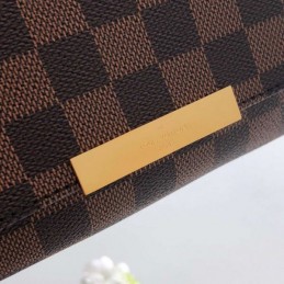 Replica Louis Vuitton Brown Damier Ebene Black Strap Favorite PM