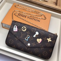 Replica Louis Vuitton Brown Monogram Love Patch Felicie Pochette
