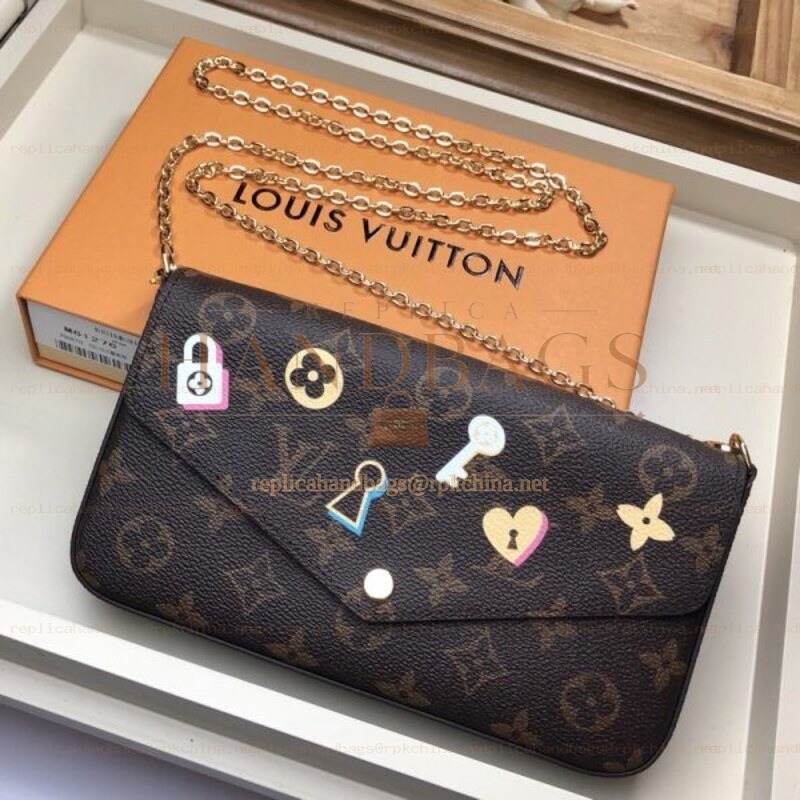 Replica Louis Vuitton Brown Monogram Love Patch Felicie Pochette