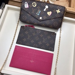 Replica Louis Vuitton Brown Monogram Love Patch Felicie Pochette