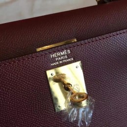 Replica Hermes Burgundy Kelly 32 Gold Hardware Bag