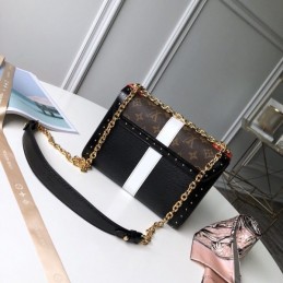 Replica Louis Vuitton Brown Monogram Black Red Twist MM Trunk