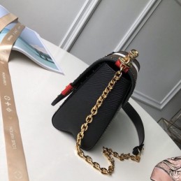 Replica Louis Vuitton Brown Monogram Black Red Twist MM Trunk