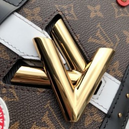 Replica Louis Vuitton Brown Monogram Black Red Twist MM Trunk