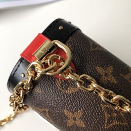 Replica Louis Vuitton Brown Monogram Black Red Twist MM Trunk
