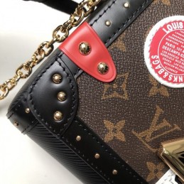 Replica Louis Vuitton Brown Monogram Black Red Twist MM Trunk