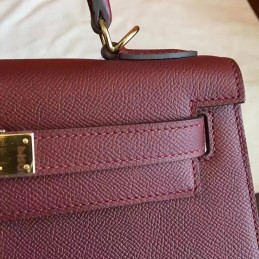 Replica Hermes Burgundy Kelly 32 Gold Hardware Bag