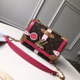 Replica Louis Vuitton Brown Monogram Pink Black Twist MM Trunk