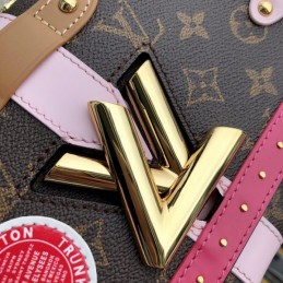 Replica Louis Vuitton Brown Monogram Pink Black Twist MM Trunk