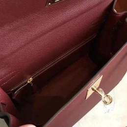Replica Hermes Burgundy Kelly 32 Gold Hardware Bag