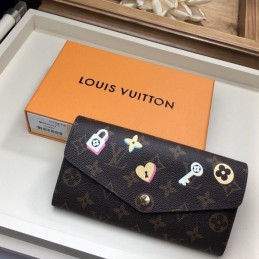 Replica Louis Vuitton Brown Monogram Heart Flower Patch Sarah Wallet