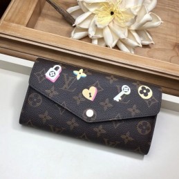 Replica Louis Vuitton Brown Monogram Heart Flower Patch Sarah Wallet