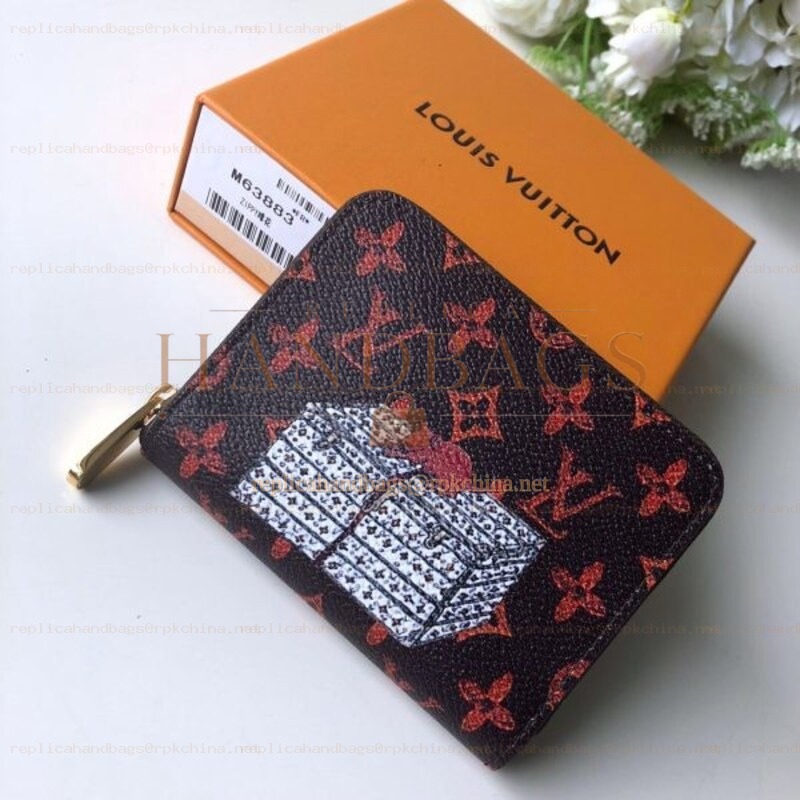 Replica Louis Vuitton Black Red Monogram Character Zippy Coin Purse