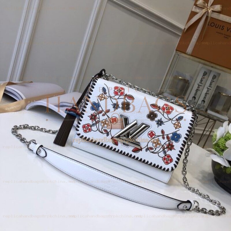 Replica Louis Vuitton White Floral Twist MM