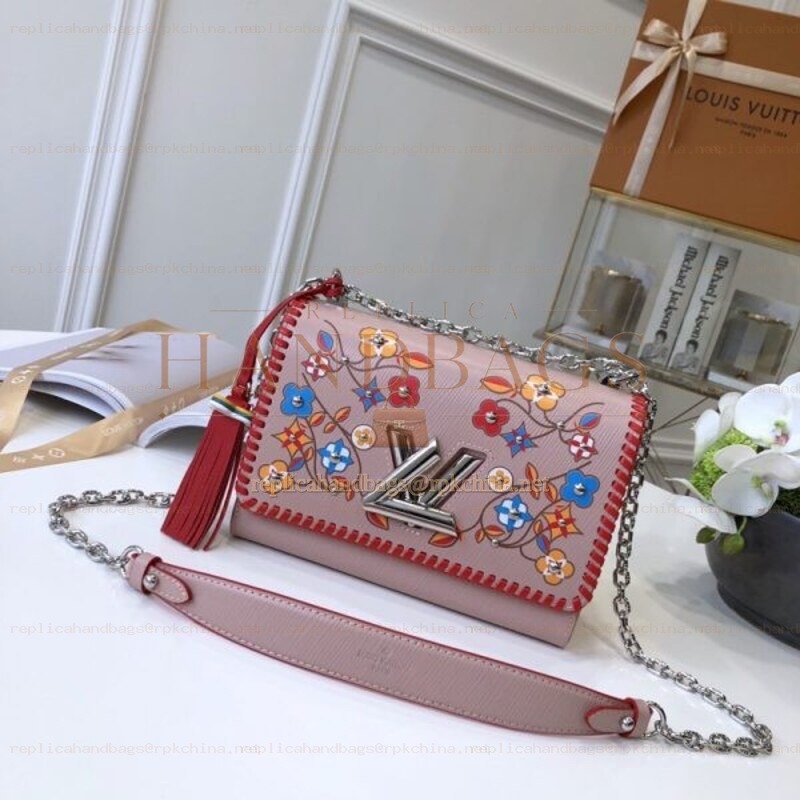 Replica Louis Vuitton Pale Pink Multicolor Floral Twist MM