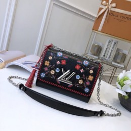 Replica Louis Vuitton Black Multicolor Floral Twist MM