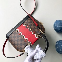 Replica Louis Vuitton Brown Damier Ebene Red Chevron Alma BB