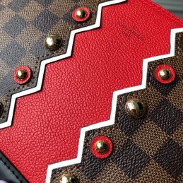 Replica Louis Vuitton Brown Damier Ebene Red Chevron Alma BB