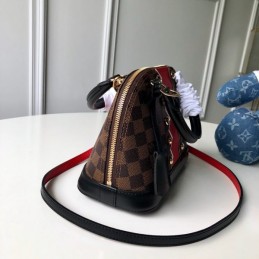 Replica Louis Vuitton Brown Damier Ebene Red Chevron Alma BB