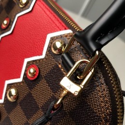 Replica Louis Vuitton Brown Damier Ebene Red Chevron Alma BB