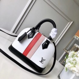 Replica Louis Vuitton White Black Red Stripe Alma BB