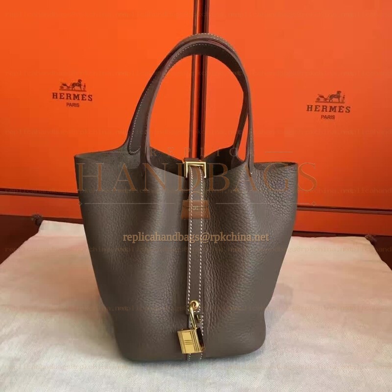 Replica Hermes Taupe Picotin Lock 22 Bag