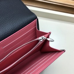 Replica Louis Vuitton Black Pink Flower Capucines Wallet