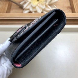 Replica Louis Vuitton Black Pink Flower Capucines Wallet