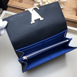 Replica Louis Vuitton Black Blue Sequin Capucines Wallet