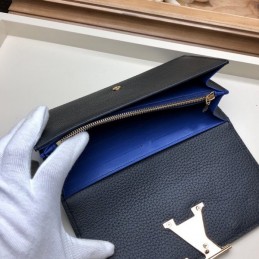 Replica Louis Vuitton Black Blue Sequin Capucines Wallet