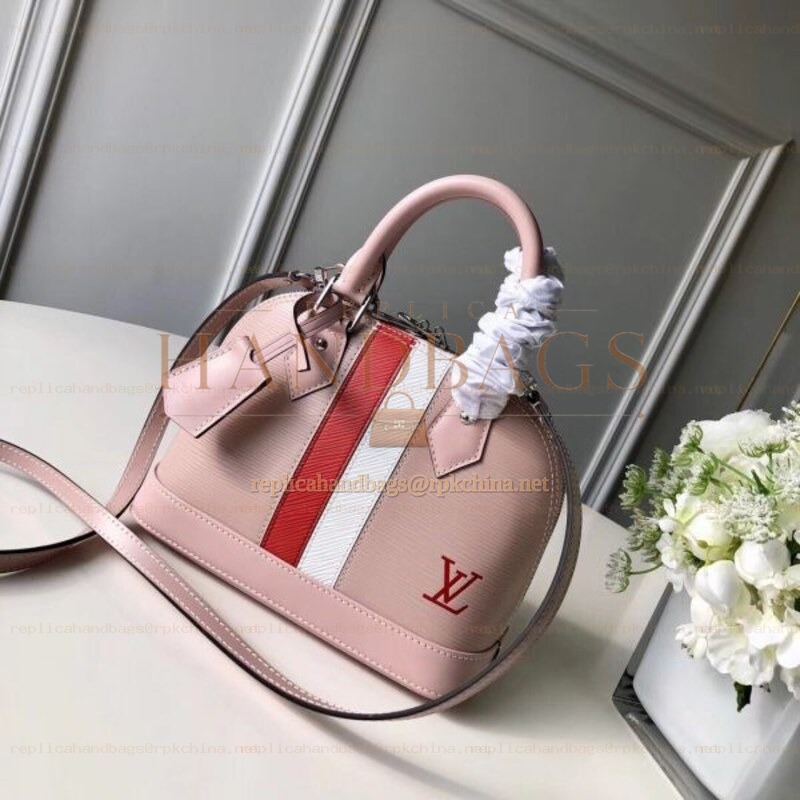 Replica Louis Vuitton Pale Pink Red White Stripe Alma BB