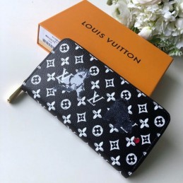 Replica Louis Vuitton Black White Monogram Character Zippy Wallet