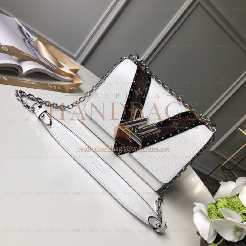 Replica Louis Vuitton White Black Stripe Twist MM