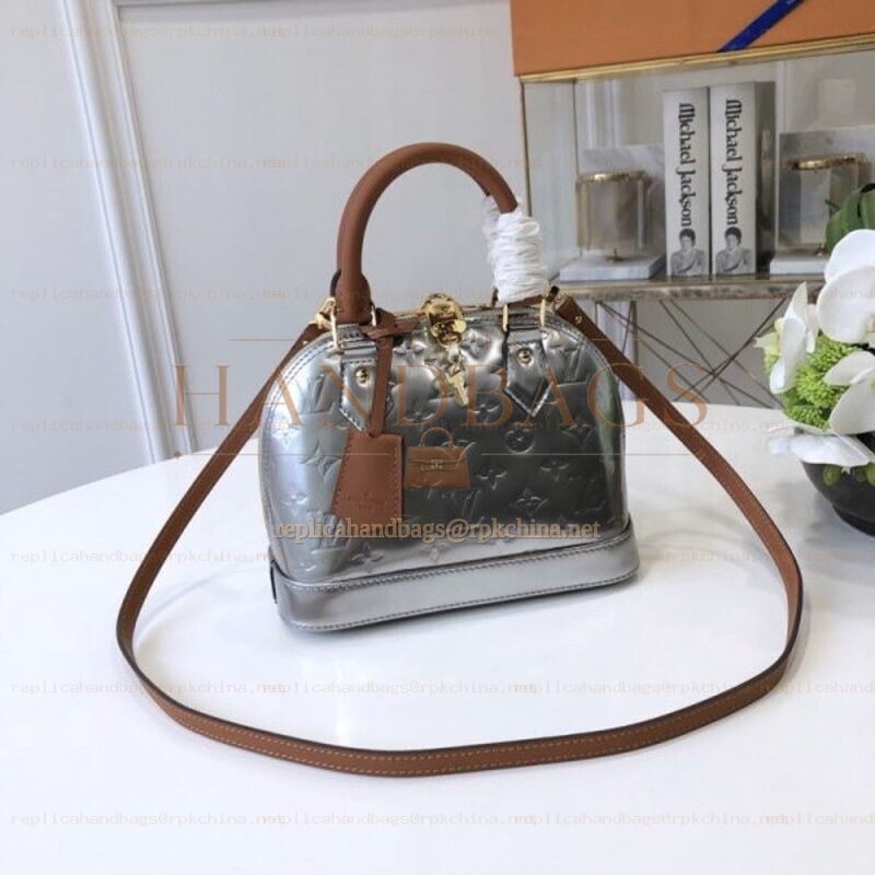 Replica Louis Vuitton Silver Metallic Monogram Alma BB