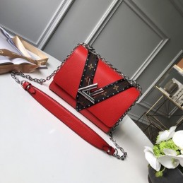 Replica Louis Vuitton Red Black Stripe Twist MM