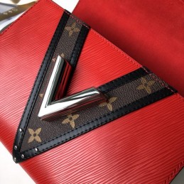 Replica Louis Vuitton Red Black Stripe Twist MM